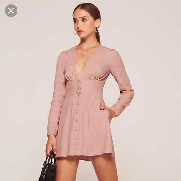 Reformation Mauve Pink Long Sleeve Mini Dress - Size: 2 - Picture 1 of 9